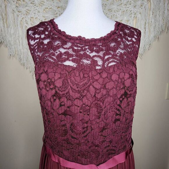 Davids Bridal Lace Top Formal Dress Gown Wine Burgundy 14 - Picture 4 of 15